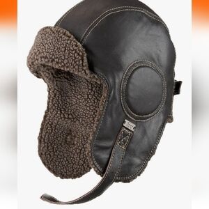 Frr Canada Dark Brown Leather Pilot Hat Size Medium